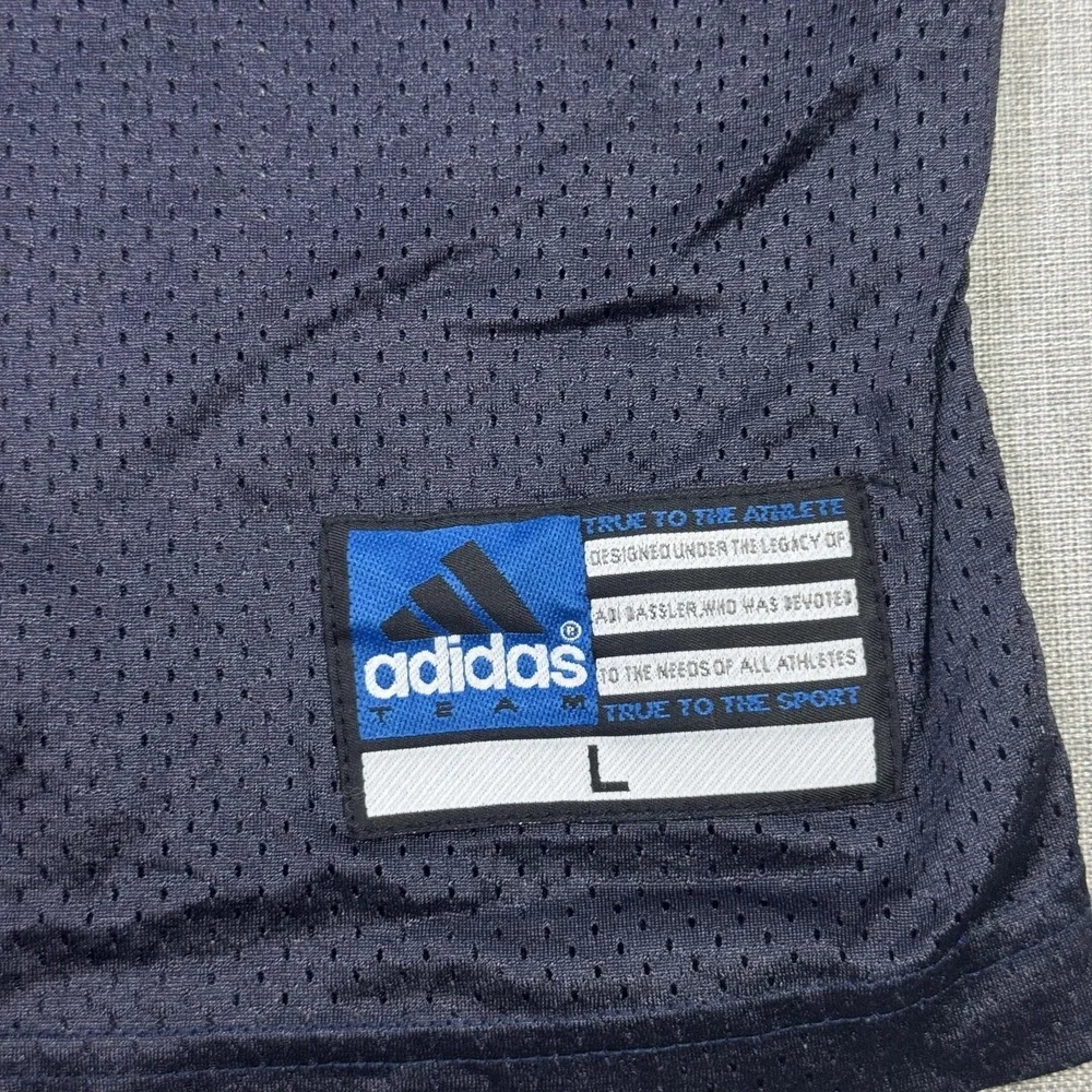 Adidas Shirt Mens L Blue Jersey V-Neck Short Sleeve Football Performance